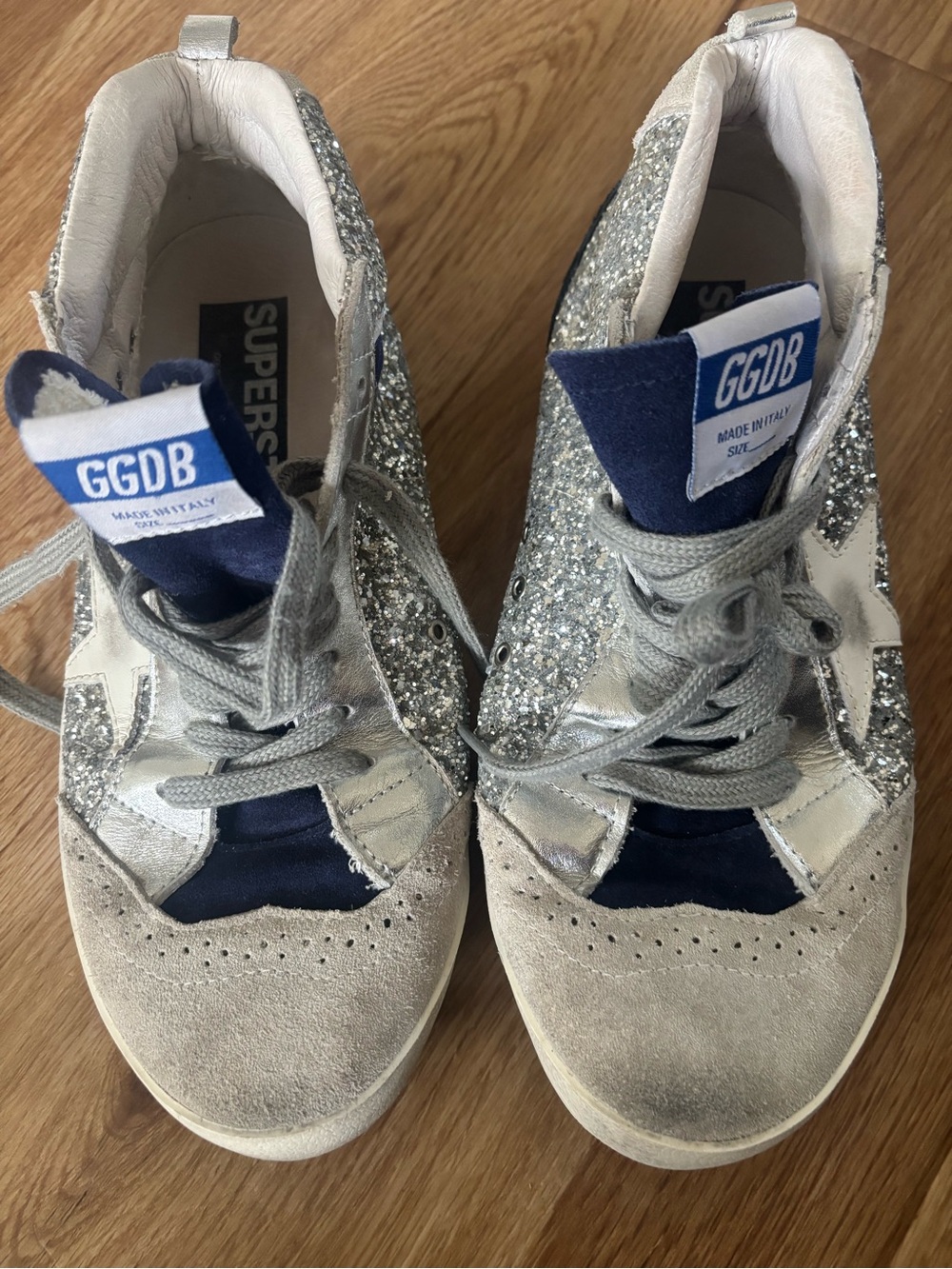 Silver Glitter & Navy Women’s Sneakers